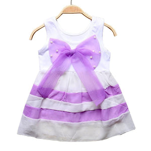 Baby Girl Clothes for Kids with Cute Purple Stripe and Round Neck  Sleeveless Chiffon Dresses For Girls