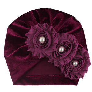 Handmade Baby Accessories Newborn Kids Baby Boy Girl Indian Turban Twist Knot Beanie Hat Pearl Flower Style