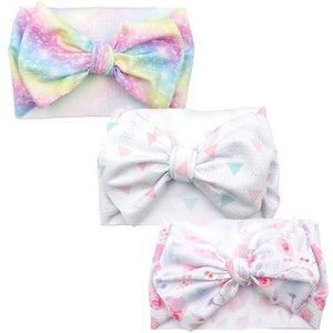 Handmade Luxury 3PCS Baby Accessories Turban Baby Girl Headbands Printed Big Bows Fabric Bow Infant Headwraps bow For Kids