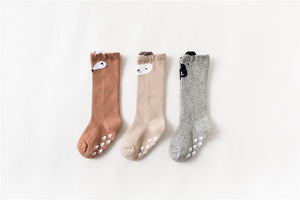 White Baby Sock Non Slip Cotton Long Socks Newborn Knee High Socks For Baby Girls Super Elastic Cute Design