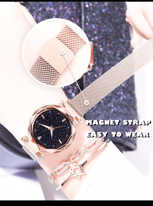 New Luxury Women Watches Ladies Watch Starry Sky Magnetic Waterproof Female Wristwatch For Women and Girls