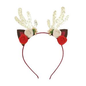 Luxury Christmas Antler Baby Girl Headbands Hair Accessories Xmas Deer Ear Flower Crown Hairband for Newborn Baby
