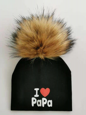 Newborn Cotton Hats Baby Pom Pom Childre Infant Hats For BabY Boys and Girls Wth Printed "I love mama " and " Design