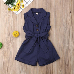 Luxury Elegant Summer Kids Girls Clothes Waistband Drawstring Romper Jumpsuit For Girls And Kids