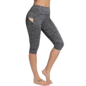 Casual Women's Yoga Pants Gym Fitness Sports Cropped Leggings Pocket Slim Pants Female Solid Color Women's Seamless Scrunch Legging Workout Leggings For Women Lift Tight Gym Yoga Home Pants
