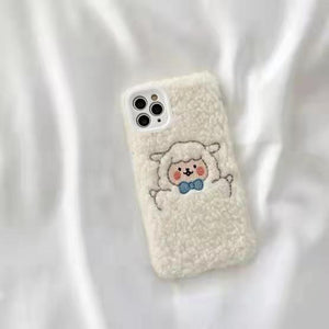 Cute Brown Bear Plush Phone Case For Iphone 14 11 12 13 Pro Max 7 8 X XS Max XR SE2 Autumn And Winter Shockproof Full Case Cover Cute Bear Animal Winter Warm Plush Fabric Phone Case