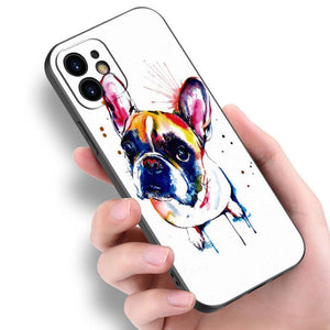 Cute Frenchie Puppy Phone Case For Iphone 14 13 12 Mini 11 Pro Max 7 8 Xr X Xs 7 8 Plus Se 2020 2022 Cover Cute Slim Phone Transparent Soft Elastic Silicone Cover