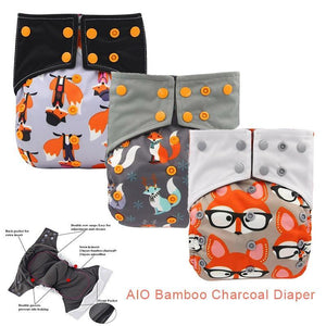 All-In-One  Cloth Diaper for Baby Bamboo Charcoal Eco-friendly Baby Cloth Diaper
