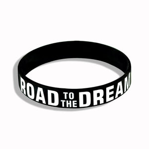 New Trend Motivation "The Road to Dreams" "Never Give Up"  Inspirational Silicone Rubber Bracelet Elastic Band  Brecelet for Women and Men In Unisex Design