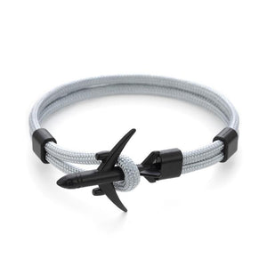 Elegant Modern Fashion Black Anchor Luxury Bracelets For Men And Women Charm Rope Chain Couple Bracelet Metal Airplane Leather Hooks Homme Jewelry