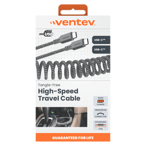 Ventev Chargesync Helix Coiled USB C to USB Type C Cable 3ft by Ventev