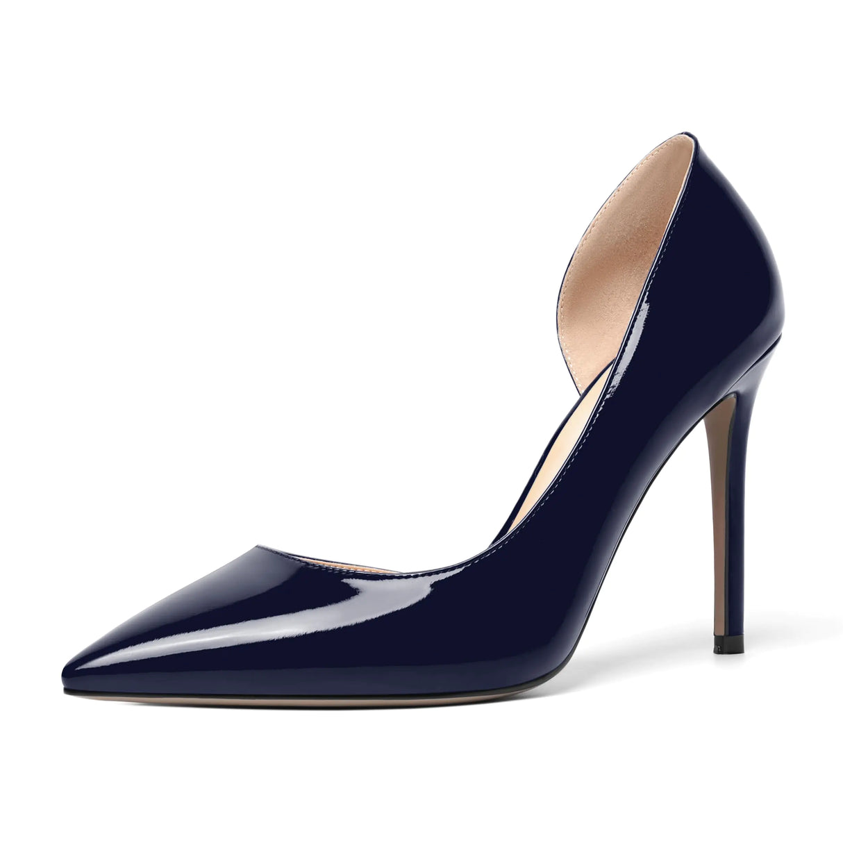 ROSERWISH Womens Patent Evening Pointed Toe High Heel Sexy 4 Inch Stiletto Slip On Pumps Shoes Navy Blue Size 8 - Zapatos de Tacon de Mujer