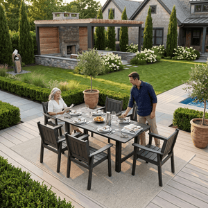 Corex HDPE Outdoor Dining Set, 7-Piece, Gray