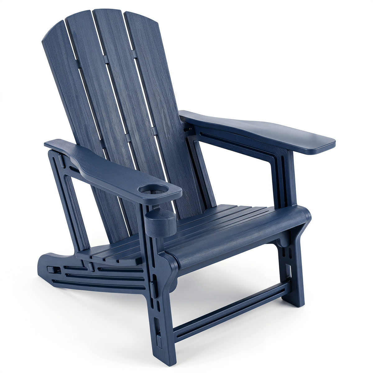 HDPE Adirondack Chairs with Realistic Wood Grain for Backyard Lawn-Blue