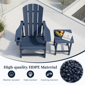 HDPE Adirondack Chairs with Realistic Wood Grain for Backyard Lawn-Blue