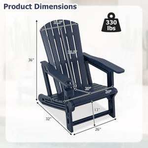 HDPE Adirondack Chair with Cup Holder and Wood-Like Texture High Back for Garden -Blue