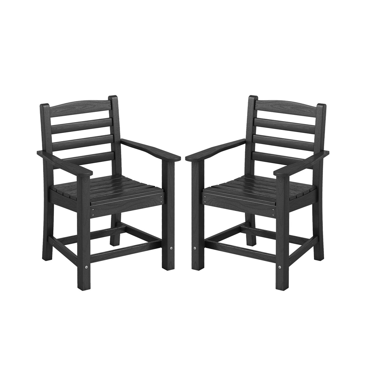 HDPE All Weather Patio Dining Chairs Set of 2 with Wide Armrests-Black