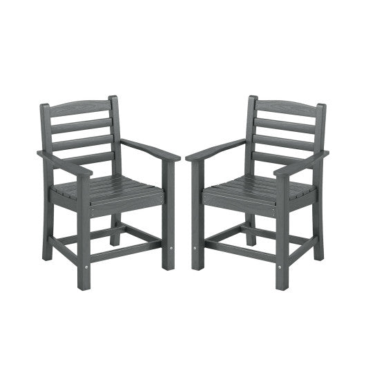 HDPE All Weather Patio Dining Chairs Set of 2 with Wide Armrests-Gray