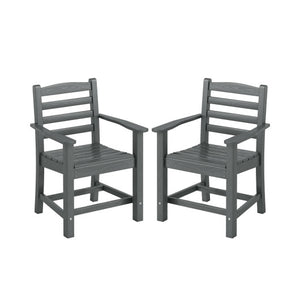 HDPE All Weather Patio Dining Chairs Set of 2 with Wide Armrests-Gray