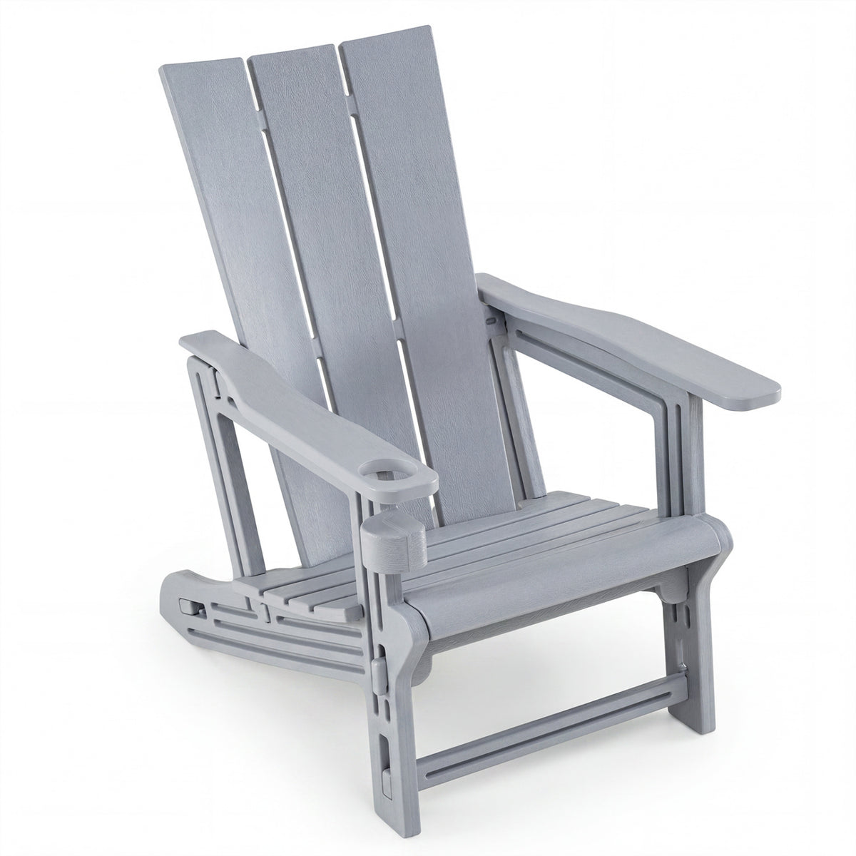 HDPE Outdoor Adirondack Chairs with Cup Holder-Gray