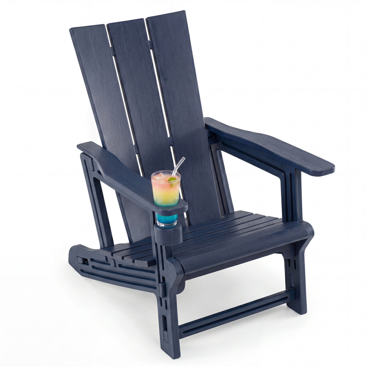 HDPE Outdoor Adirondack Chairs with Cup Holder-Blue