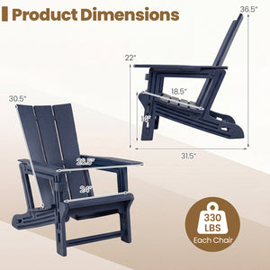 HDPE Outdoor Adirondack Chairs with Cup Holder-Blue