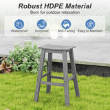 29 Inch HDPE Patio Bar Stool Set of 2 Armless Saddle Stools-Gray
