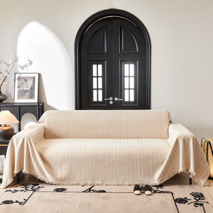 Herringbone Chenille Couch Cover Blanket Soft Durable Throw Sofa Protector with Tassel