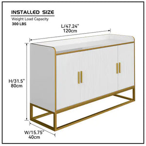 Modern Kitchen Buffet Storage Cabinet Cabinet White Gloss With Metal Legs For Living Room Kitchen