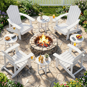 HIPS Adirondack Side Table with Weather-Resistant and Waterproof Top-White