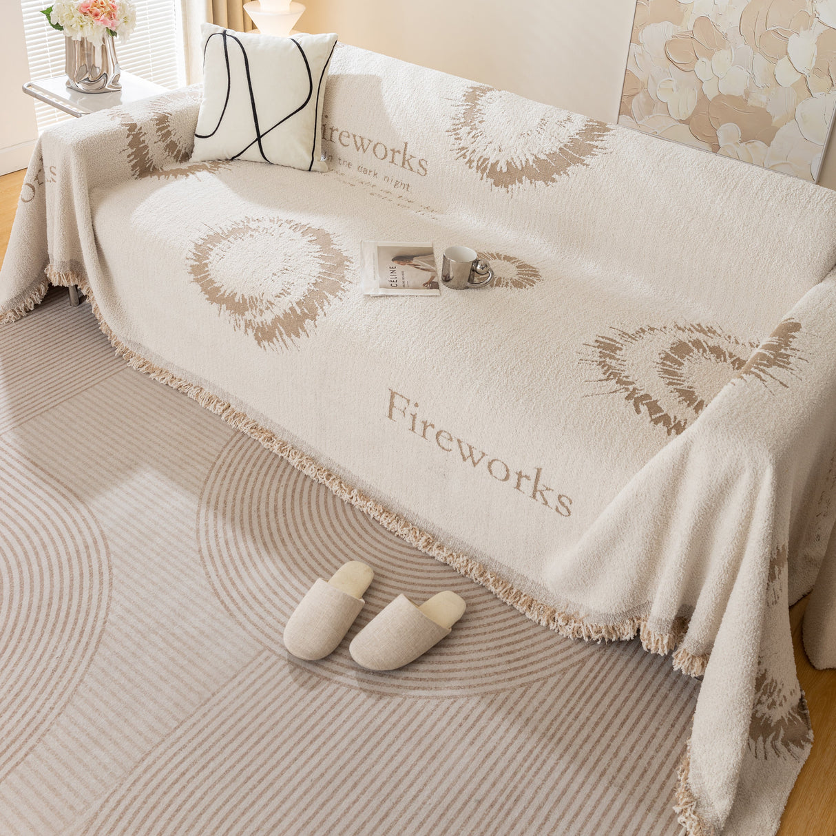 Fireworks Reversible Couch Cover Blankets Furniture Covers Washable Sectional Couch Covers