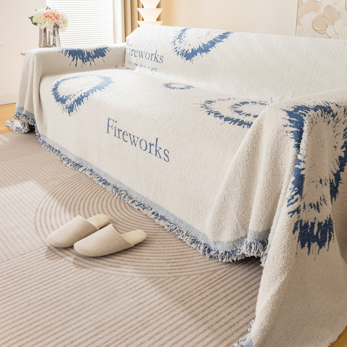 Fireworks Reversible Couch Cover Blankets Furniture Covers Washable Sectional Couch Covers