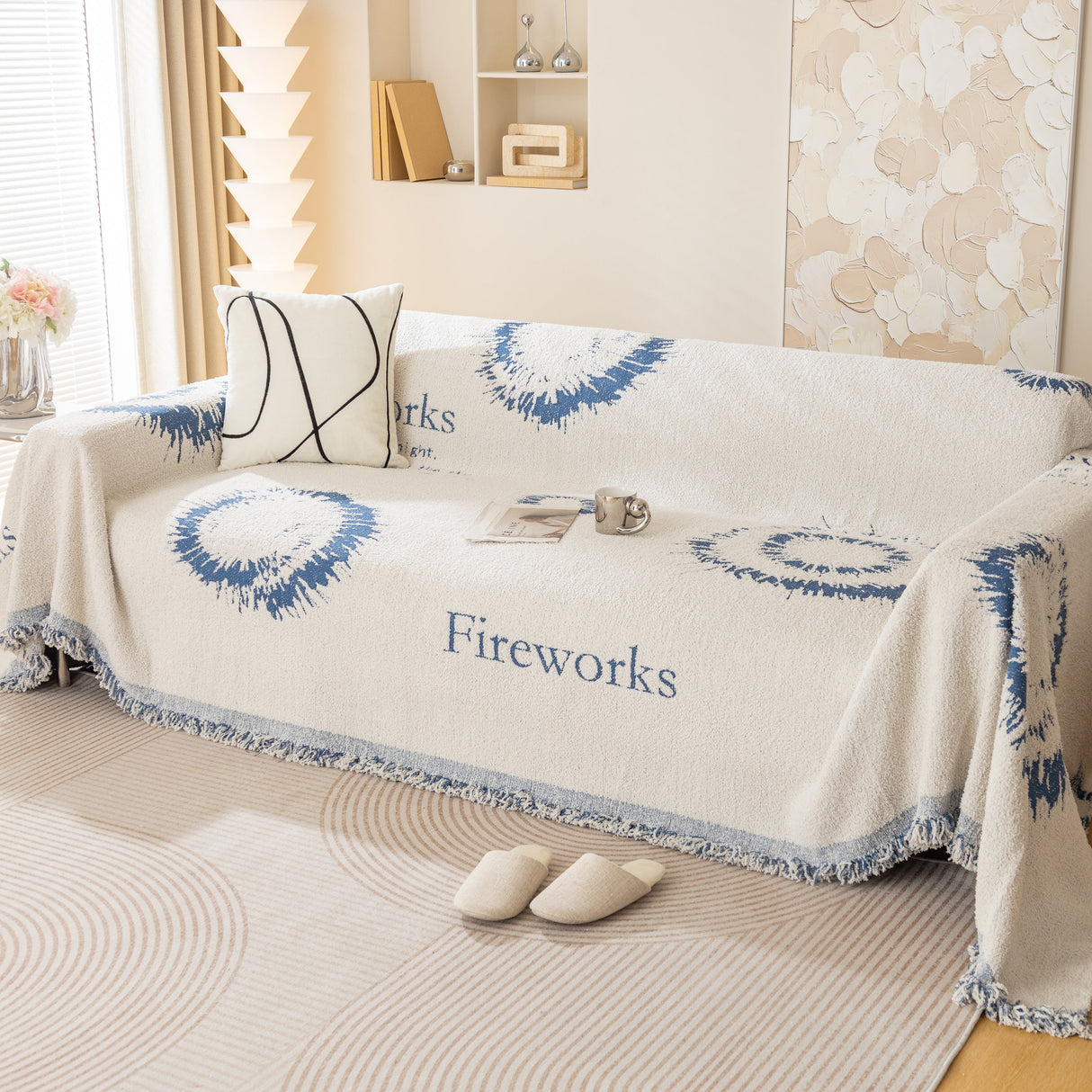 Fireworks Reversible Couch Cover Blankets Furniture Covers Washable Sectional Couch Covers