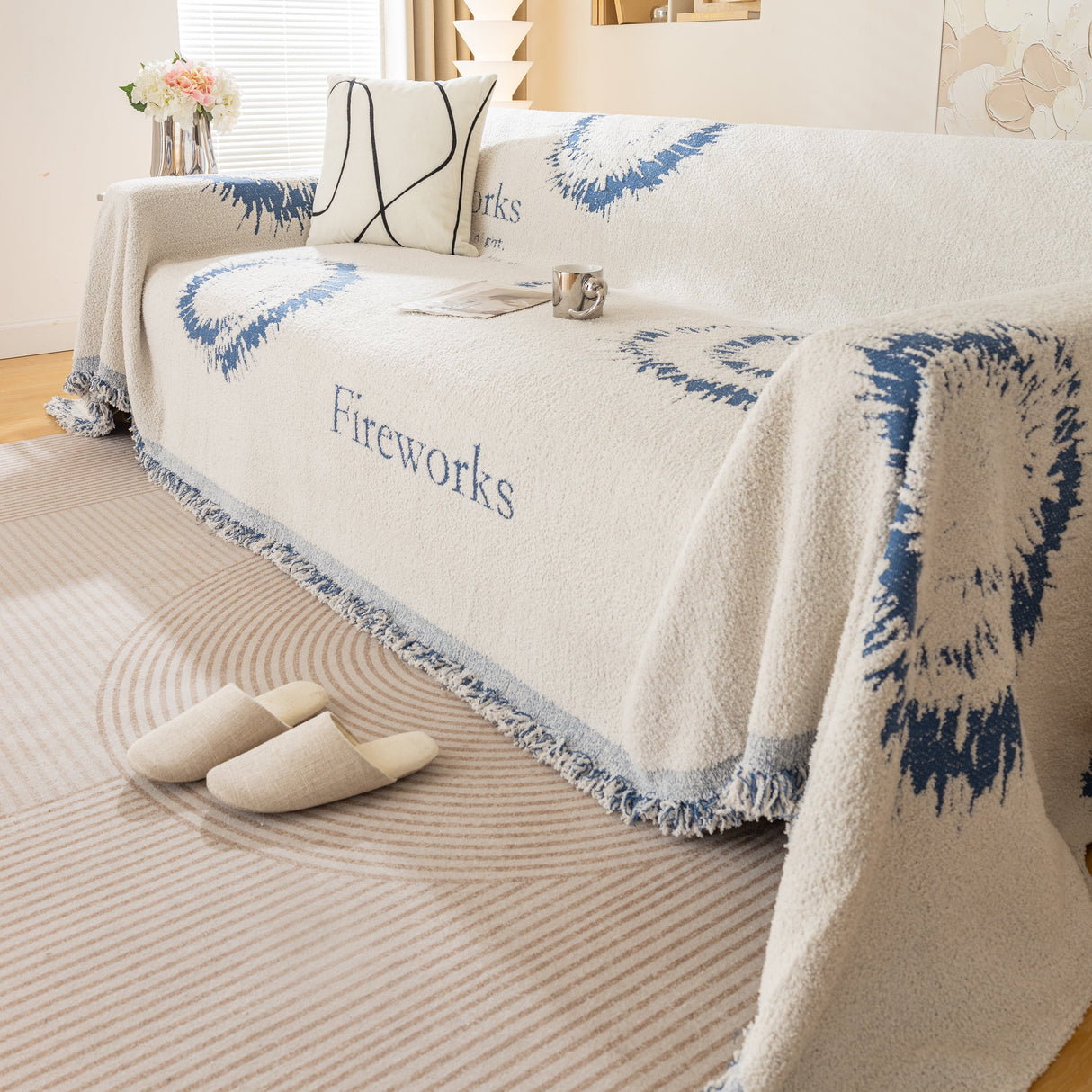 Fireworks Reversible Couch Cover Blankets Furniture Covers Washable Sectional Couch Covers