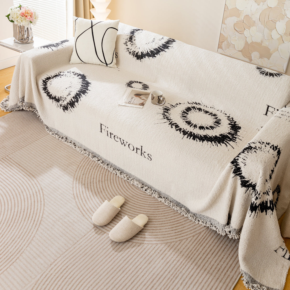 Fireworks Reversible Couch Cover Blankets Furniture Covers Washable Sectional Couch Covers