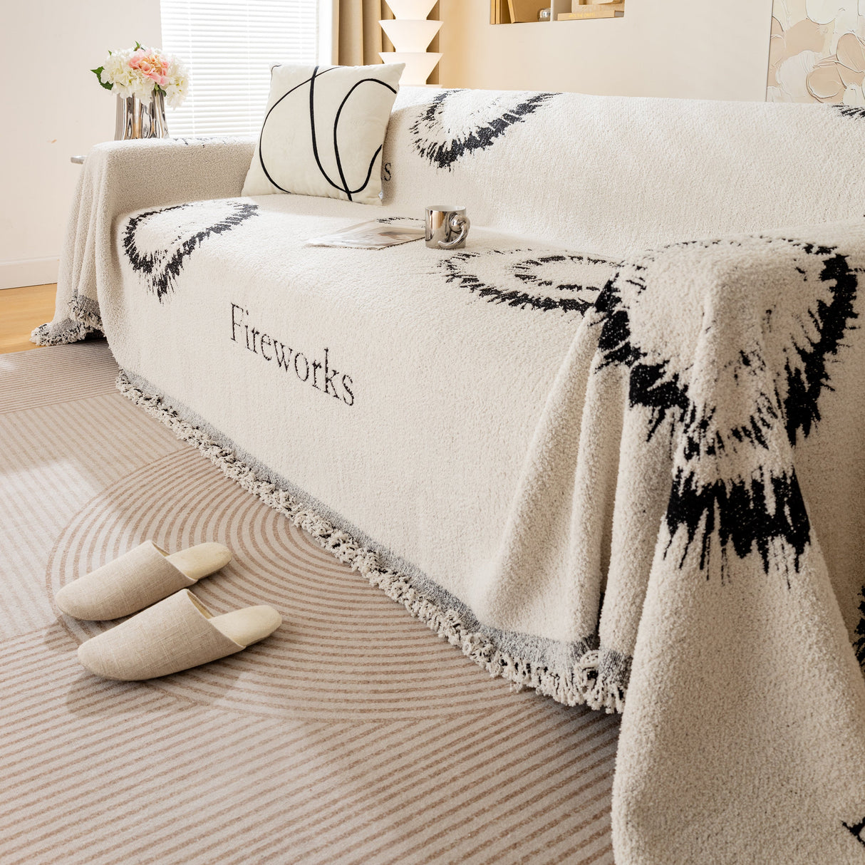 Fireworks Reversible Couch Cover Blankets Furniture Covers Washable Sectional Couch Covers