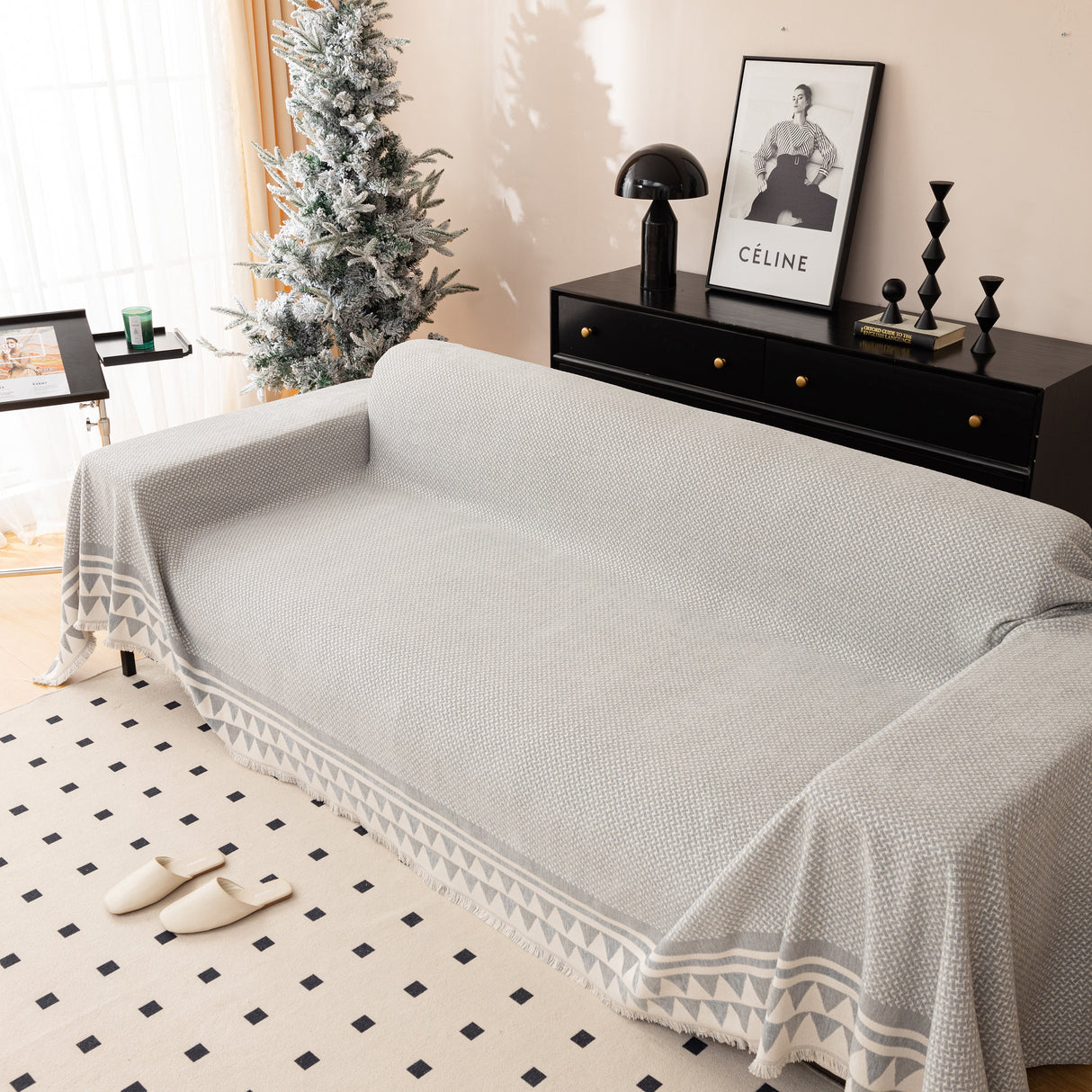 Chenille Jacquard Sofa Throw Blanket Cover Soft Polyester Weave Couch Throw Cover for Pets Dog Kids