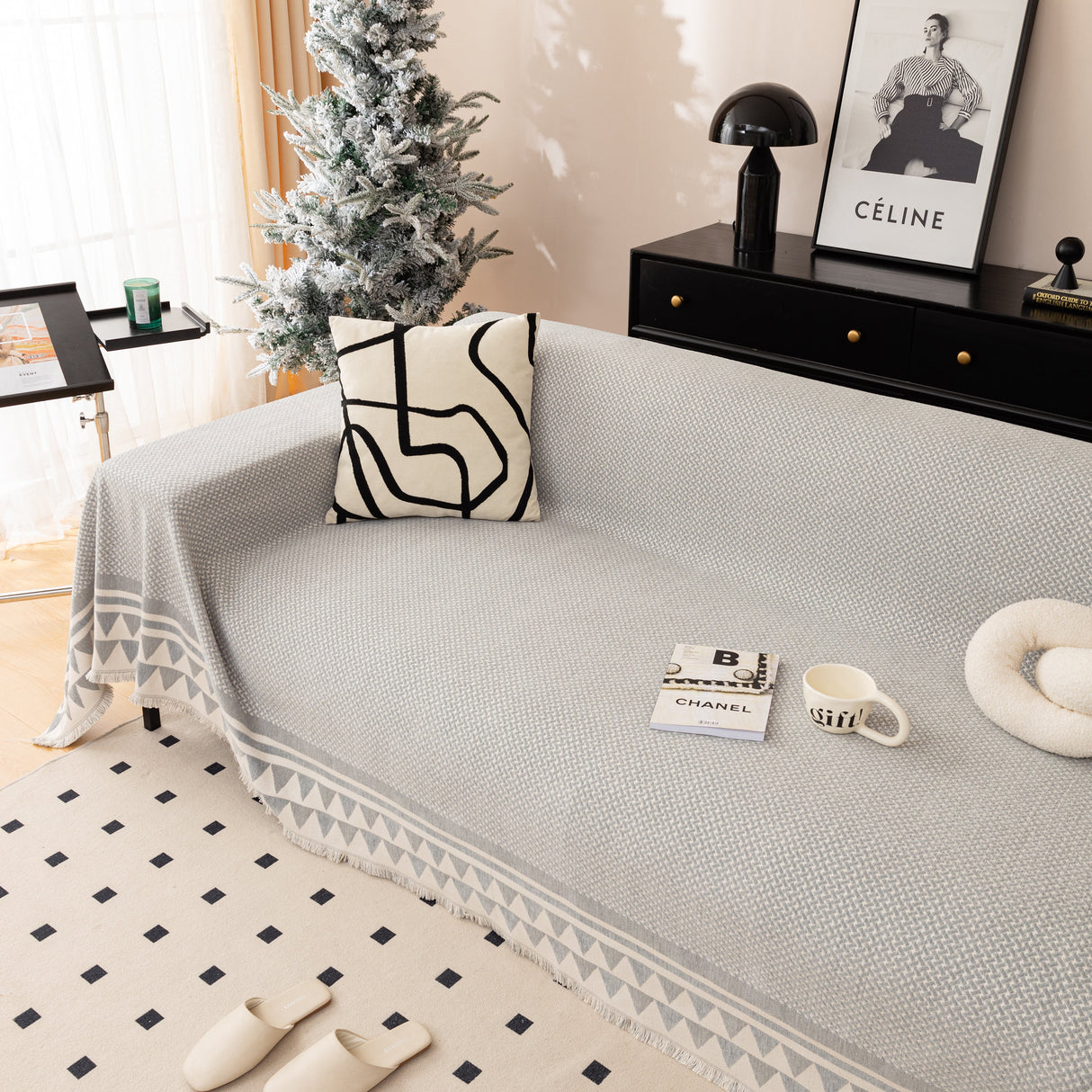 Chenille Jacquard Sofa Throw Blanket Cover Soft Polyester Weave Couch Throw Cover for Pets Dog Kids