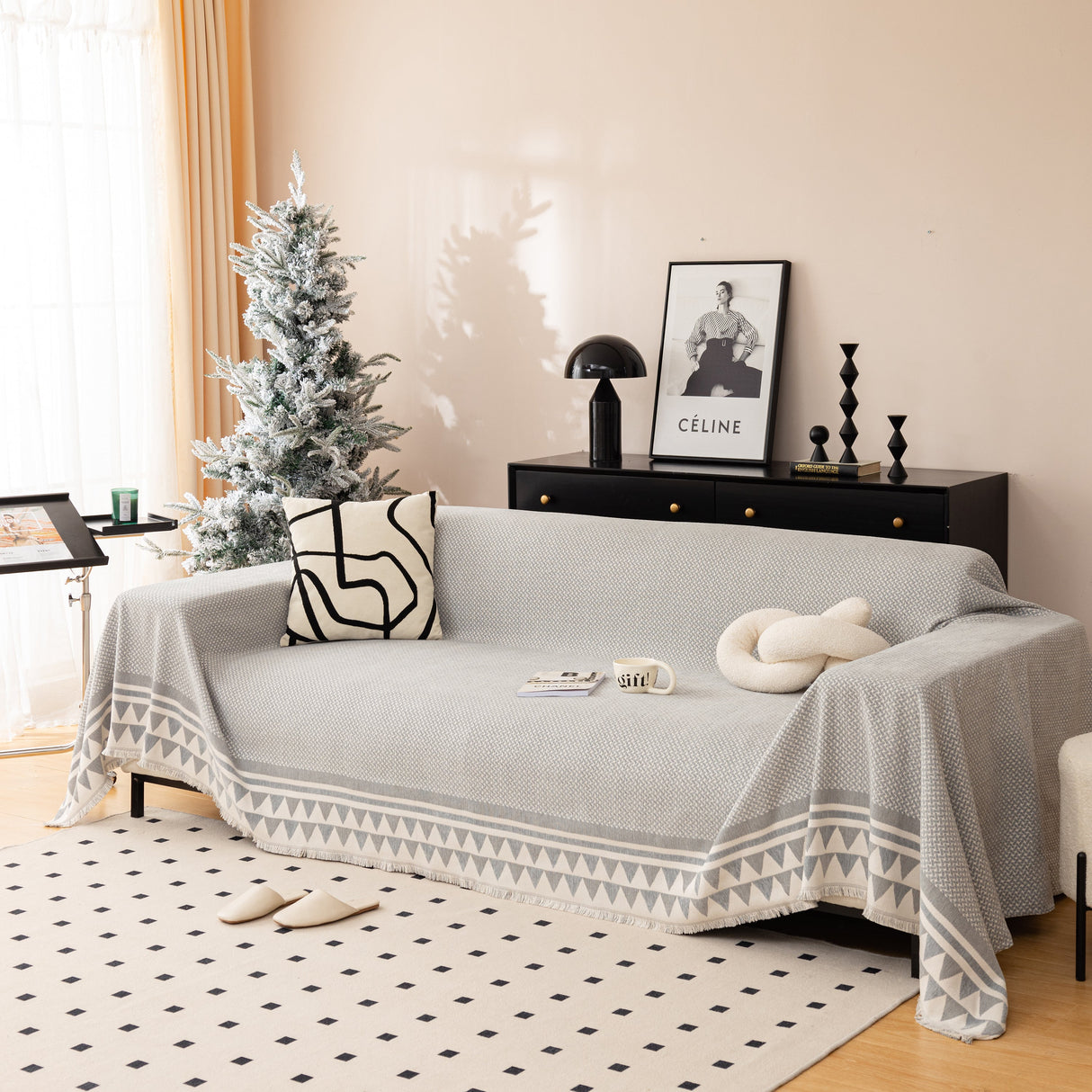 Chenille Jacquard Sofa Throw Blanket Cover Soft Polyester Weave Couch Throw Cover for Pets Dog Kids