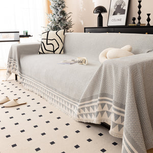 Chenille Jacquard Sofa Throw Blanket Cover Soft Polyester Weave Couch Throw Cover for Pets Dog Kids