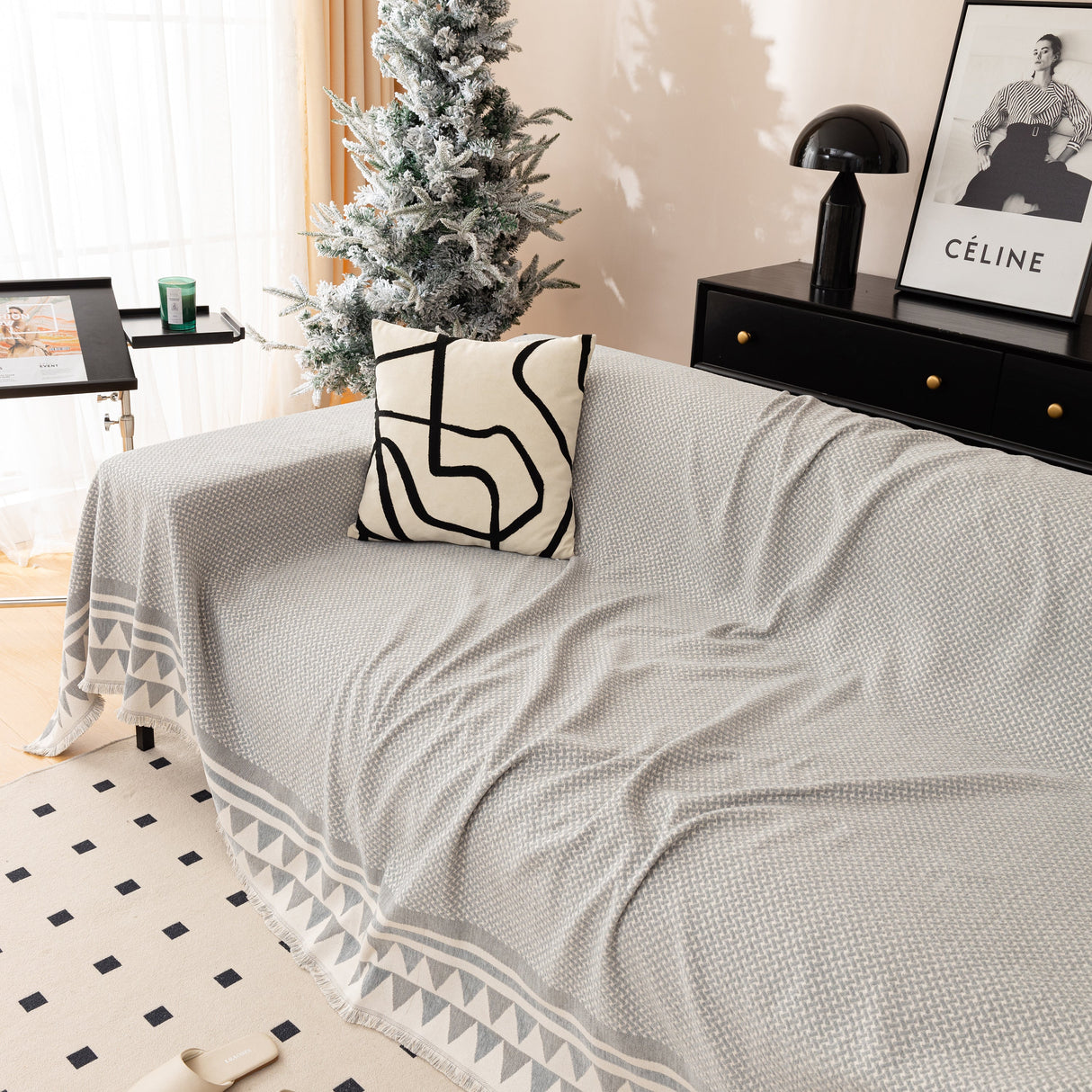 Chenille Jacquard Sofa Throw Blanket Cover Soft Polyester Weave Couch Throw Cover for Pets Dog Kids