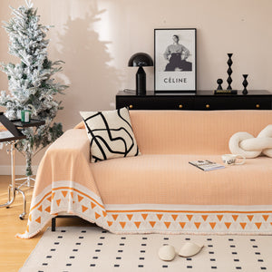 Chenille Jacquard Sofa Throw Blanket Cover Soft Polyester Weave Couch Throw Cover for Pets Dog Kids