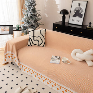 Chenille Jacquard Sofa Throw Blanket Cover Soft Polyester Weave Couch Throw Cover for Pets Dog Kids