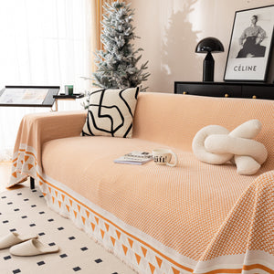 Chenille Jacquard Sofa Throw Blanket Cover Soft Polyester Weave Couch Throw Cover for Pets Dog Kids