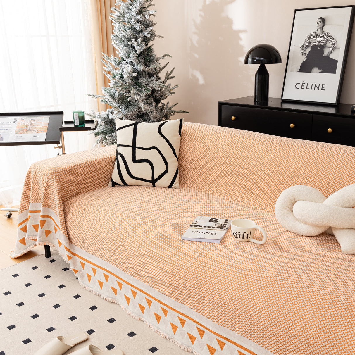 Chenille Jacquard Sofa Throw Blanket Cover Soft Polyester Weave Couch Throw Cover for Pets Dog Kids