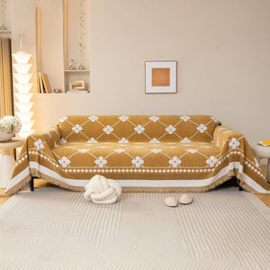 Comfy Four-Leaf Clover Hope Faith Love Luck Blanket for Couch, Chenille Scratch Proof Sofa Blanket Covers