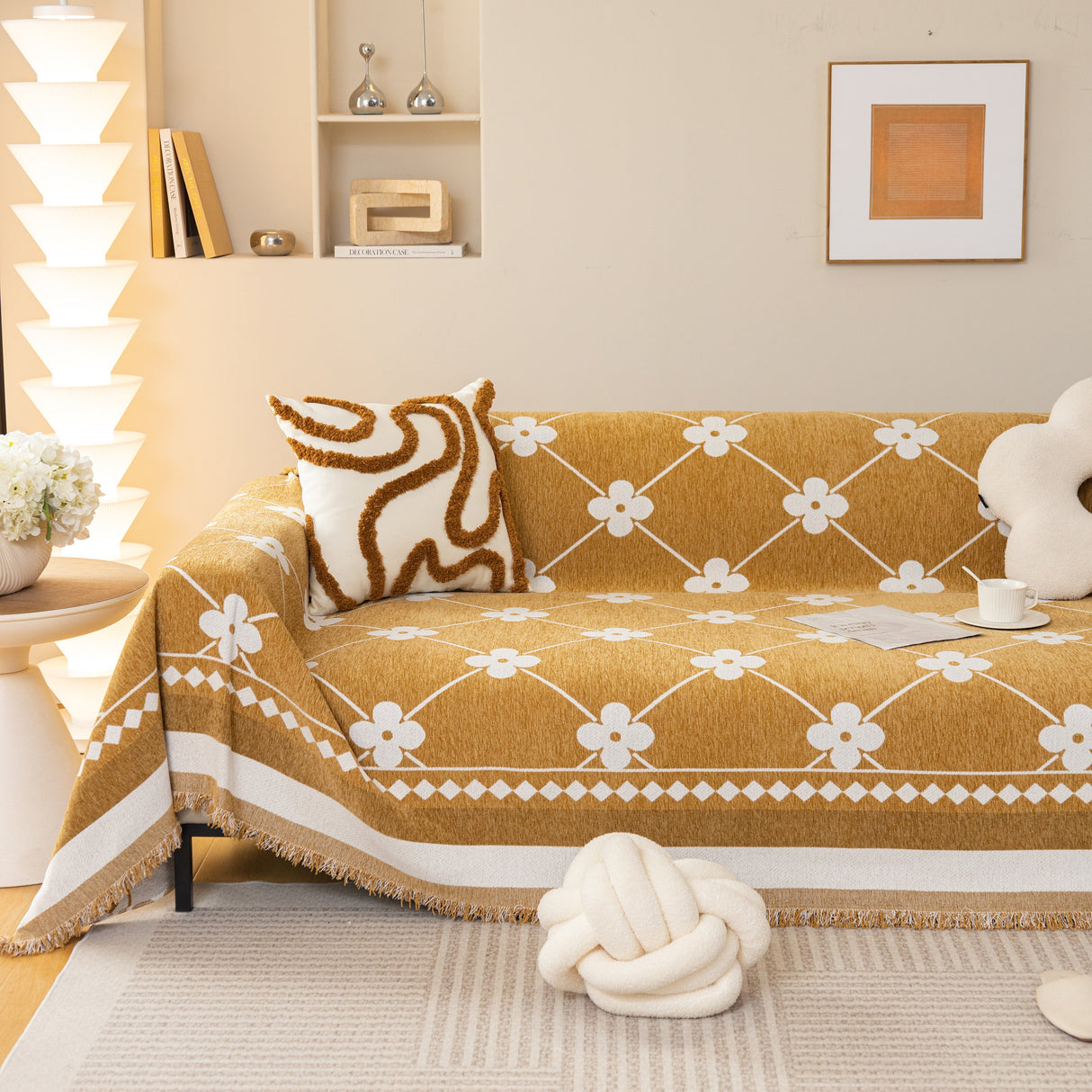 Comfy Four-Leaf Clover Hope Faith Love Luck Blanket for Couch, Chenille Scratch Proof Sofa Blanket Covers