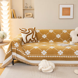 Comfy Four-Leaf Clover Hope Faith Love Luck Blanket for Couch, Chenille Scratch Proof Sofa Blanket Covers