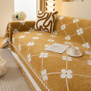 Comfy Four-Leaf Clover Hope Faith Love Luck Blanket for Couch, Chenille Scratch Proof Sofa Blanket Covers