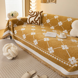 Comfy Four-Leaf Clover Hope Faith Love Luck Blanket for Couch, Chenille Scratch Proof Sofa Blanket Covers